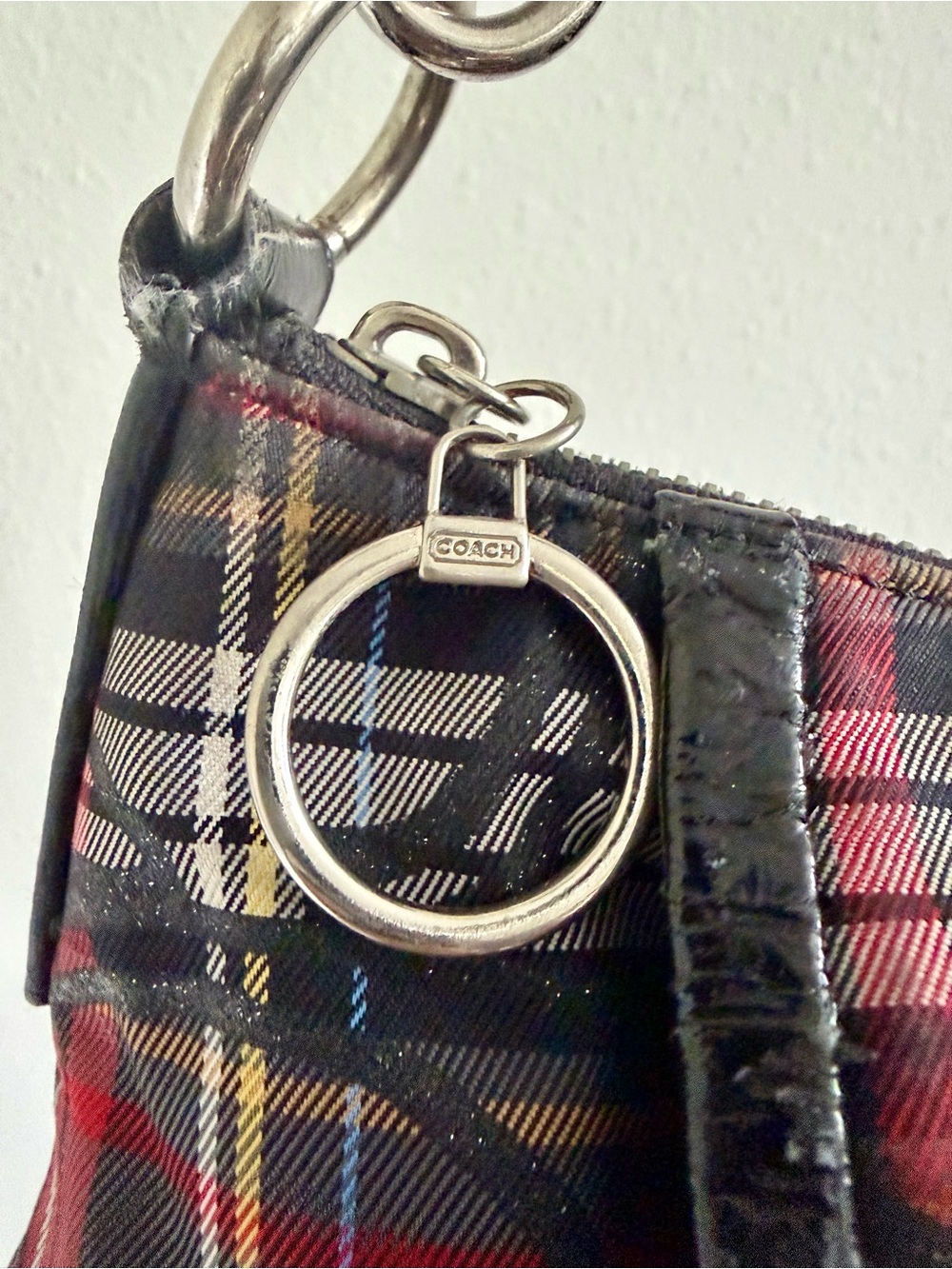 Coach 14366 Poppy Tartan Plaid Two Way Shoulder Bag - Gem